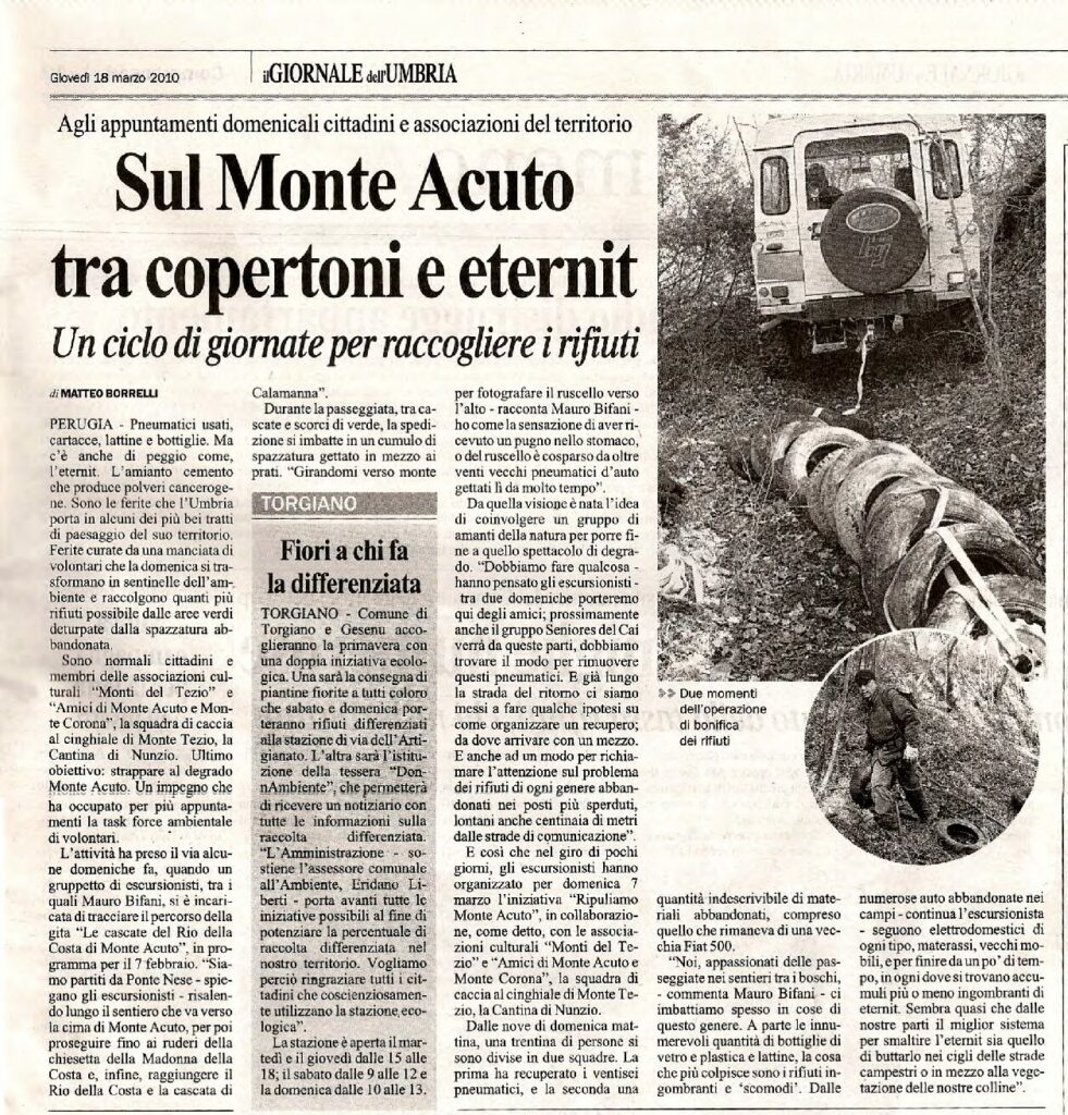 thumbnail of 18.03.2010 Giornale dell’Umbria – Sul Monte Acuto tra copertoni e eternit