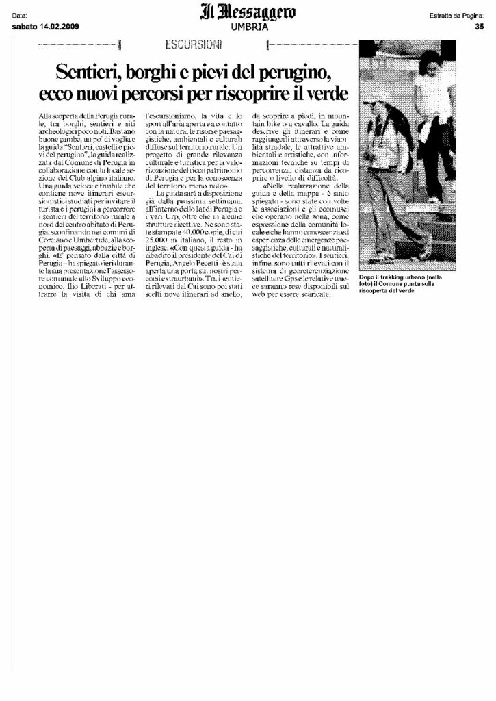 thumbnail of Il Messaggero – Sentieri borghi e pievi del perugino